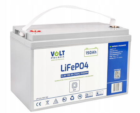 Akumulator LiFePo4 150Ah 100A 12V bezobługowy BMS VOLT POLSKA