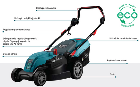 Kosiarka elektryczna do trawy z koszem mocna 1400w 40L 3250 obr/min KS 38LM Könner & Söhnen