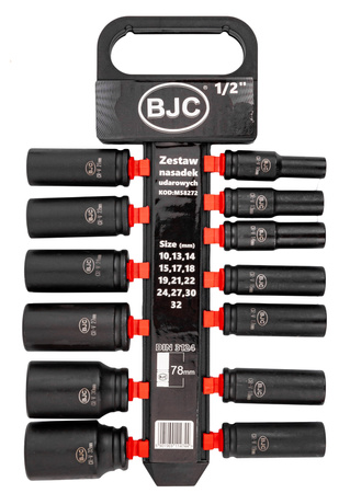 Nasadki udarowe Klucze nasadowe Zestaw 1/2" 10-32 mm 13 sztuk BJC