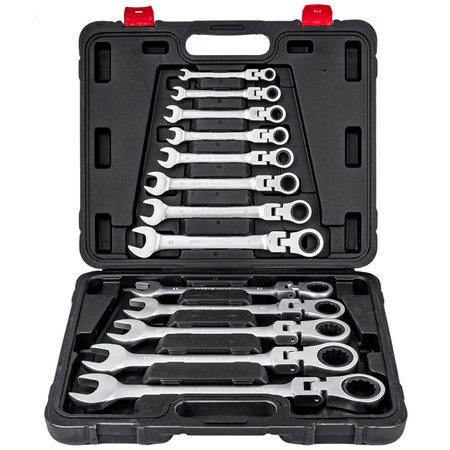 Klucze Płasko Oczkowe z Grzechotką Łamaną 8-32mm 13el FALON-TECH