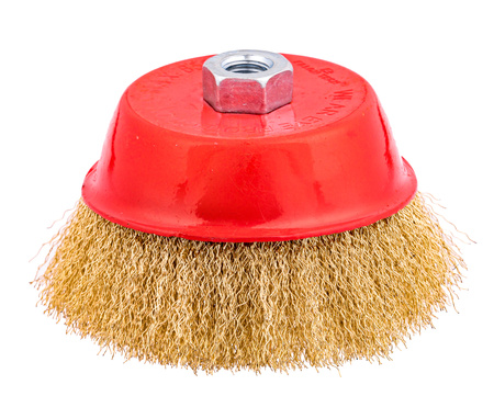 Szczotka druciana do szlifierki miękka mosiądzowana czołowa 125 mm M14 FALON-TECH