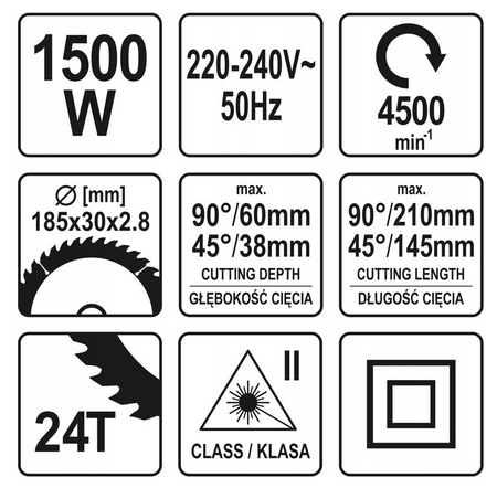 Pilarka ukośna ukosowa piła ukośnica 1500w z posuwem laser YT-82172 YATO