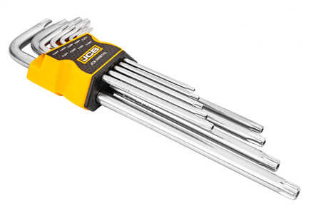 Zestaw klucze imbusowe crv imbusy długie torx z otworem T10H - T50H 9el JCB