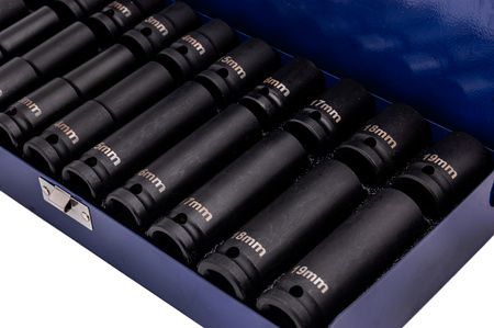 Nasadki udarowe Krótkie Zestaw 1/2 10-19 mm 20 sztuk FALON-TECH