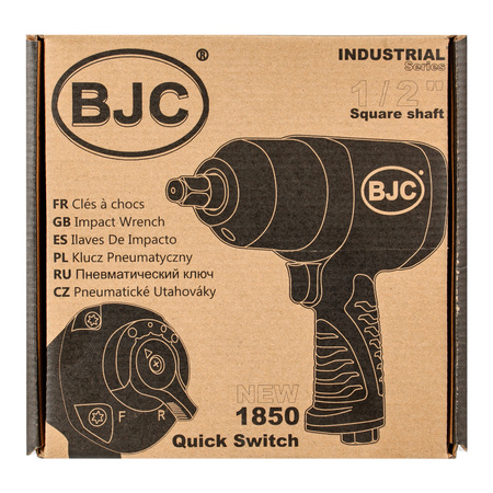 Klucz udarowy pneumatyczny kompozytowy 1/2" 1850Nm BJC +Nasadki 10-19mm 20szt.