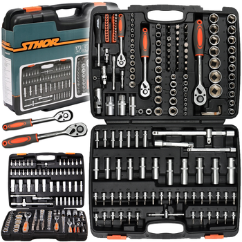 Zestaw kluczy nasadowych narzędzi 173szt 1/4" 1/2" klucze bity torx STHOR YATO