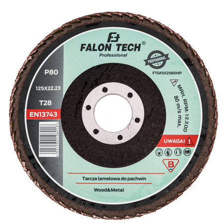 Tarcza pachwinowa do szlifowania listkowa PRO 125mm P80 FALON-TECH