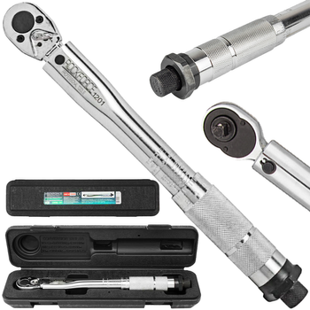 Klucz dynamometryczny do kół 1/4" 2-24Nm chromowany blokada grzechotka etui ROCKFORCE