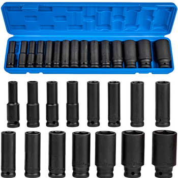 Sześciokątne nasadki udarowe 1/2" 10-32mm 15el