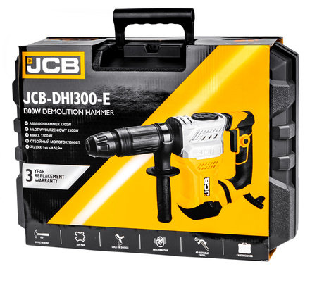 Lekki młot udarowy wyburzeniowy sds max 2 dłuta walizka 15J 1300w JCB