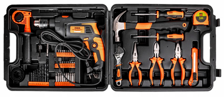 Zestaw narzędziowy warsztatowy wiertarka młotek wkrętaki bity szczypce 59szt ISMA