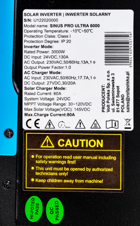 Inwerter solarny SINUSPRO ULTRA 60A MPPT (24V/230V/6000W) VOLT POLSKA