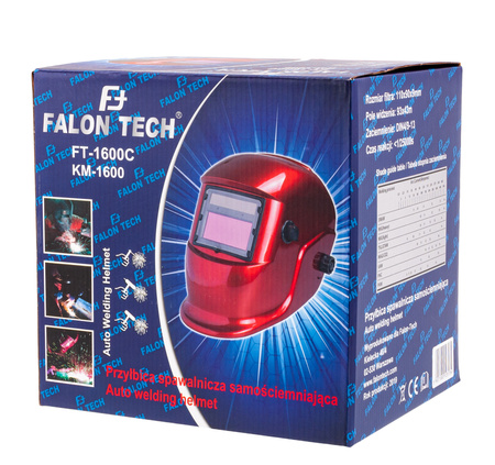 Maska spawalnicza przyłbica samościemniająca Czerwona Filtr FALON-TECH