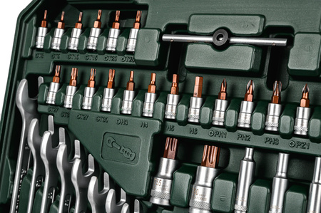 Zestaw narzędziowy warsztatowy klucze nasadowe nasadki płaskie torx 216 el ROCKFORCE