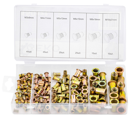 Nitonakrętki stalowe 150 szt M3 M5 M6 M8 M10 FALON-TECH