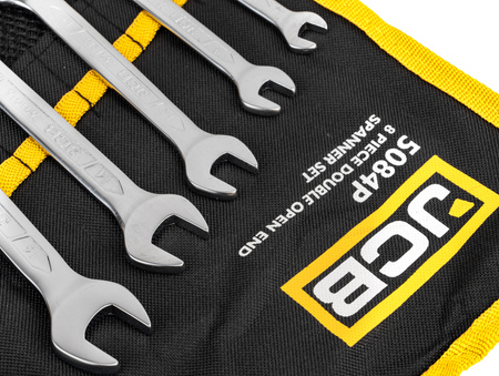 Klucze płasko oczkowe dwustronne zestaw płachta satyna Cr-V 8el 8-24mm JCB