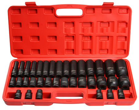 Zestaw nasadek 1/2" nasadki udarowe 8-32 mm walizka 35 elementów MAR-POL