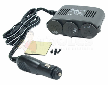 Trójnik rozgałęziacz gniazda zapalniczki 12V-24V + USB