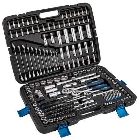 Zestaw klucze nasadowe + płasko-oczkowe + TORX 216 sztuk MASTIFF