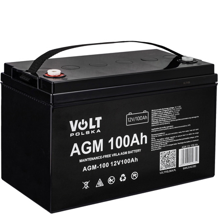 Akumulatory AGM 12V 100Ah zestaw 2 sztuk + przewód łączeniowy 35 cm VOLT POLSKA