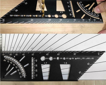 Kątownik japoński aluminiowy stolarski 3D przymiar miara miarka linijka FALON-TECH