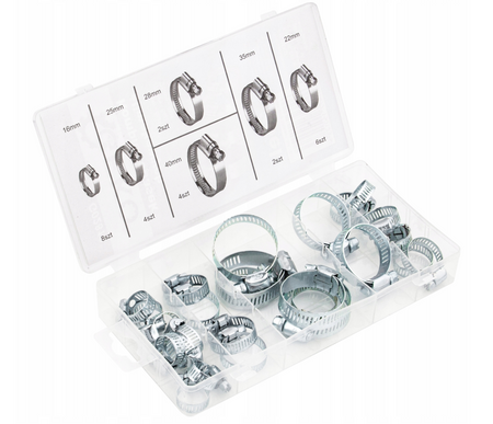 Opaski ślimakowe zaciskowe metalowe cybanty obejmy nierdzewne zestaw 26szt GEKO