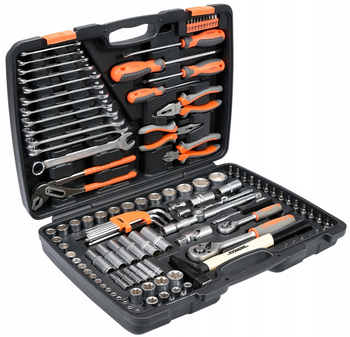 Zestaw narzędziowy klucze nasadowe wkrętaki bity 122 el STOHR 58690 YATO