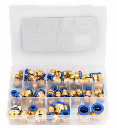 Szybkozłączki pneumatyczne gwintowane 4-16mm 1/4" 3/8" 1/2" do wąż 72 szt FALON-TECH