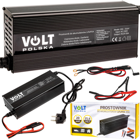 Prostownik ładowarka do ładowania akumulatora litowego LiFePo4 20A 24V VOLT POLSKA