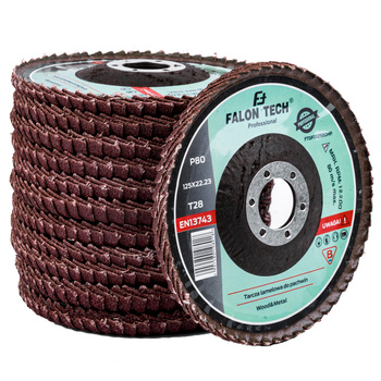 Tarcza pachwinowa do szlifowania listkowa PRO 125mm P80 FALON-TECH