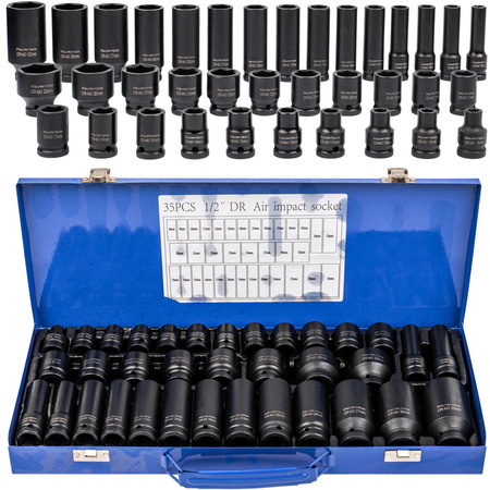 Zestaw nasadek udarowych 8-32 nasadki udarowe 1/2 do kluczy pneumatyczny 35szt FALON-TECH