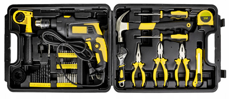 Zestaw narzędziowy warsztatowy wiertarka młotek wkrętaki bity szczypce 59el WMC