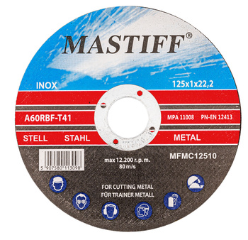 Tarcza do cięcia metalu stali 125x1,0x22.23mm zestaw 5 sztuk MASTIFF