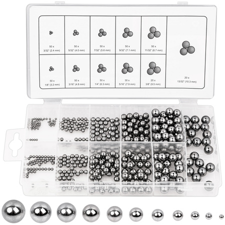 Kulki łożyskowe stalowe zestaw 470 el 11 rozmiarów kulka łożysko FALON-TECH