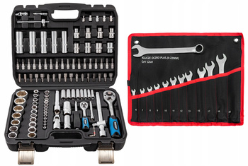 Zestaw klucze nasadowe 108szt. + płasko-oczkowe 12szt. 6-22mm (płachta)