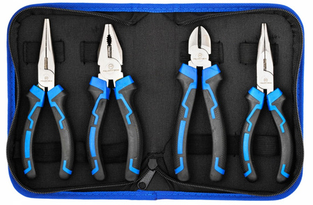 Zestaw narzędziowy kombinerki szczypce proste wygięte ucinaczki etui 4 el. FALON-TECH