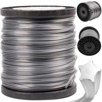 Żyłka tnąca do głowicy kosy spalinowej podkaszarki zbrojona z drutem 100m 2,4 mm  gwiazdka