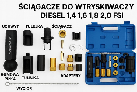 Ściągacze do wtryskiwaczy VW AUDI SKODA SEAT DIESEL 1,4 1,6 1,8 2,0 FSI FALON-TECH