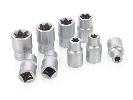 Nasadki torx 10-24mm 1/2" klucze nasadowe 9 el SILVER