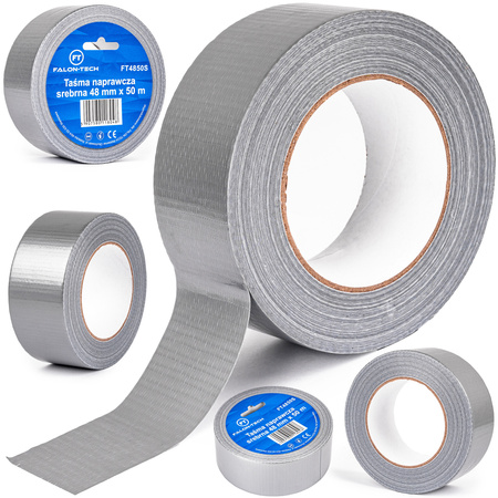 Taśma klejąca naprawcza srebrna zbrojona DUCT TAPE 48mm x 50m bardzo mocna FALON-TECH