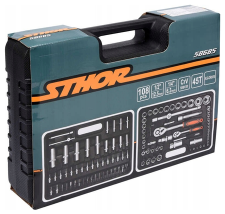 Zestaw narzędziowy klucze nasadki grzechotki bity 108el STOHR 58693 YATO