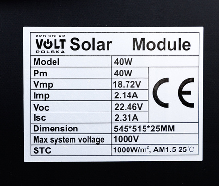 Panel solarny polikrystaliczny 12V 40W BLACK VOLT POLSKA