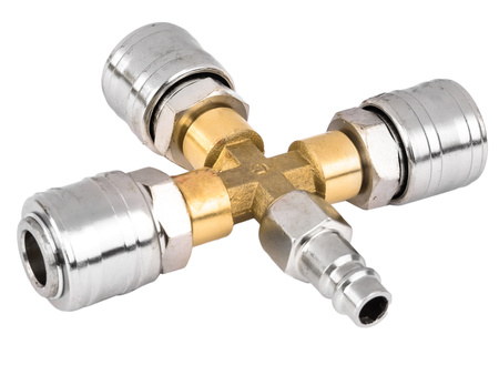 Rozgałęźnik trójnik pneumatyczny do kompresora szybkozłączka typ X 1/4" FALON-TECH