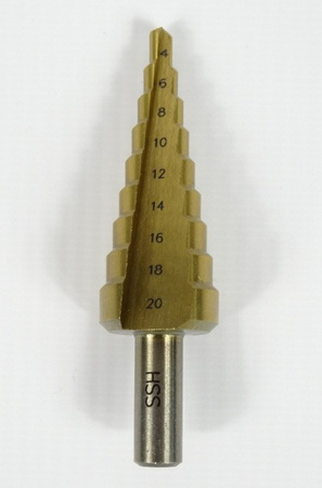 Wiertło stożkowe stopniowe tytanowe HSS 4-20 mm (wiertła) FALON-TECH