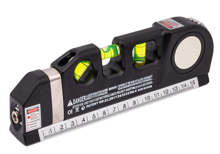 Poziomica laserowa z miarką standardową i zwijaną 250cm +LED GEKO