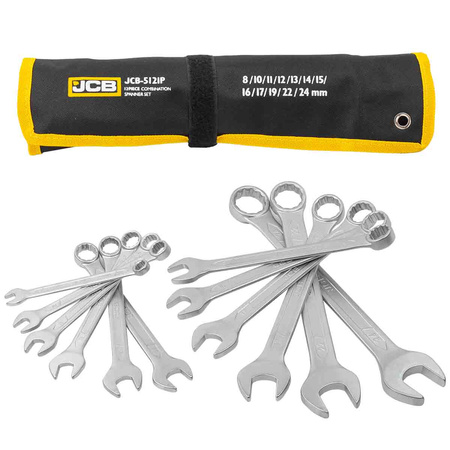 Zestaw kluczy płasko-oczkowych 8-24mm 12el. płachta JCB