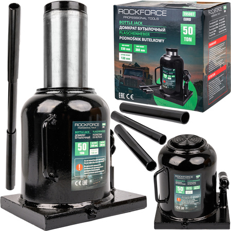 Podnośnik hydrauliczny słupkowy butelkowy maszynowy mocny 50 TON lewarek ROCKFORCE