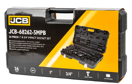 Zestaw klucze nasadowe udarowe 3/4" + 1" 26el. JCB