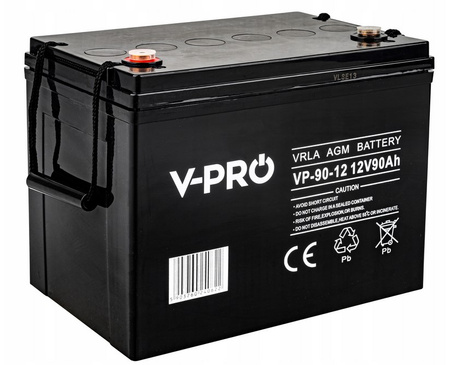 Akumulator bezobsługowy agm do ups pieca kampera jacht mocny 12V 90Ah VPRO VOLT POLSKA