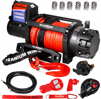 Wyciągarka wciagarka 20000lbs RENEGADE do lawety LBS 9T 12v lina syntetyczna szybka TITANIUM WINCH